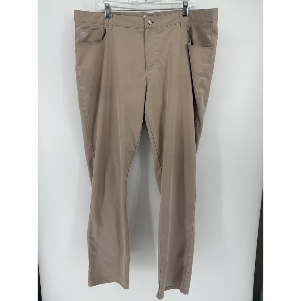 Peter Millar Eb66 Performance Pants Mens 42/34 Khaki‎ Golf Lightweight see pics